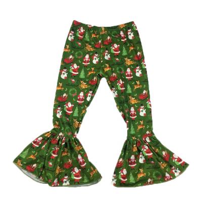 China New Style Santa Claus Print Kids Christmas Flare Plus Size Pants Little Girls Flare Pants For Children for sale