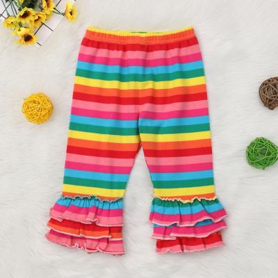 China Plus Size Boutique Kids Girl Rainbow Mermaid Ruffle Bottom Fashion Kids Long Pants for sale