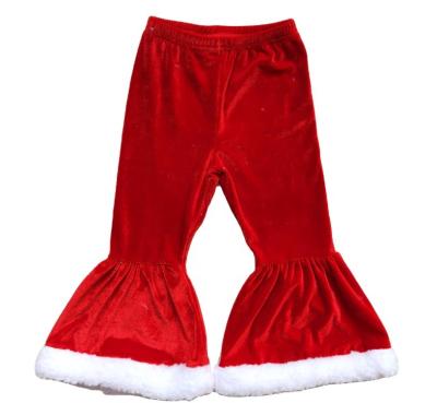 China Winter Hot Sale Plus Size Santa Claus Bell Pants Girls Clothing Kids Boutique Red Clothes Christmas for sale