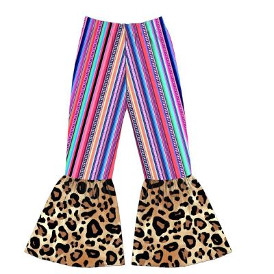 China Colorful Stripe Girl Plus Size Ruffle Panties Bell Bottoms Bell Bottoms Leopard Rocket Pants Mexican Kids Kids for sale