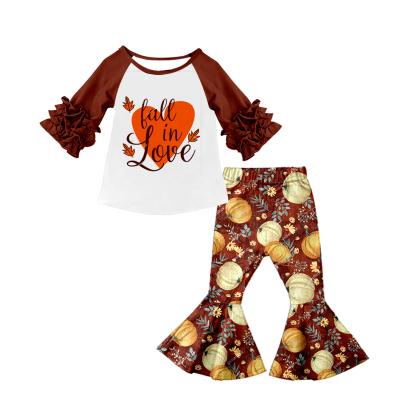 China Halloween Children's Bell Dancewear Sweet Pumpkin Print Panty Top Babies' Clothing Sets for sale