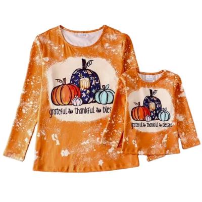 China High Quality Pattern Pumpkin Clothing Halloween Size Long Sleeves Shirt Mommy And Me Plus Print Shirts for sale