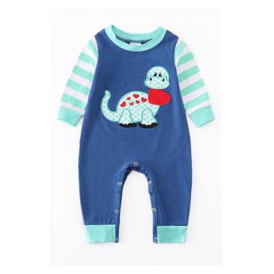 China Viable Baby Boy Clothes Valentine Day Styles Dinosaur Loving Heart Embroidery Cartoon Baby Overalls Kids Clothing for sale