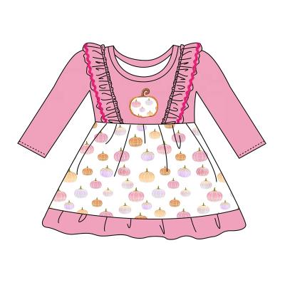 China Plus Size Girls Set Boutique Dresses With Pumpkin Pattern And Lace Design Dress Costume for sale