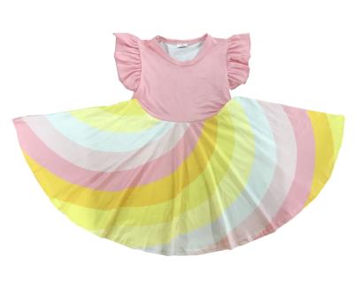 China Wholesale Fashion Girl Kid Dress Rainbow Girls Summer Dress Washable Cute Pirouette Dress for sale