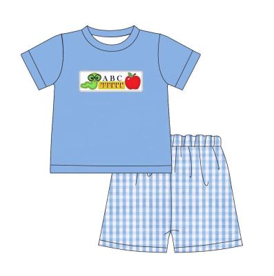 China New Design Casual Kids Fall Clothing Boys Set Back To School Plaid Shorts Baby Boy Boutique Outfits for sale