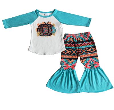 China Chic New Prairie Girl Children's Clothing with Cartoon Character Print and Flare Pants 2 Piece Set for sale