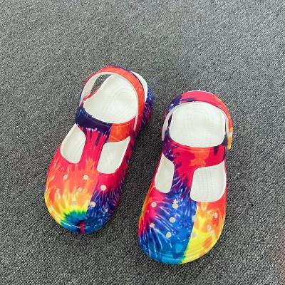 China Other Fashion Ladies 6cm Link Dye Rainbow Color EVA Mules Clogs Sandals Summer Wedges Platform Garden Clogs Shoes For Women for sale