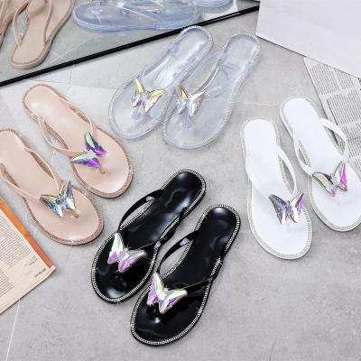 China Fashion Jelly Sandals Slippers Multi Color Beach Damping Slides Flip Flop Charms Pvc Wedding Jelly Flip Flops for sale