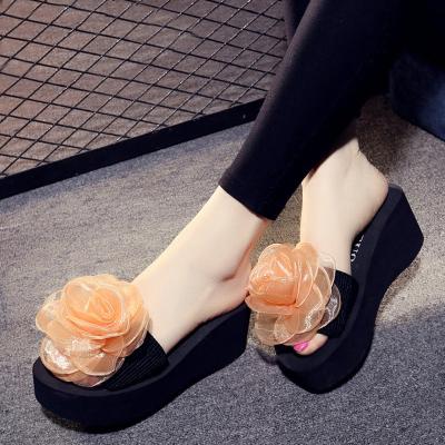 China 2022 New Platform Cushioning Wedges Female Heeled Sandals Shoes Shape Cheap Casual Summer EVA Slippers For Women for sale