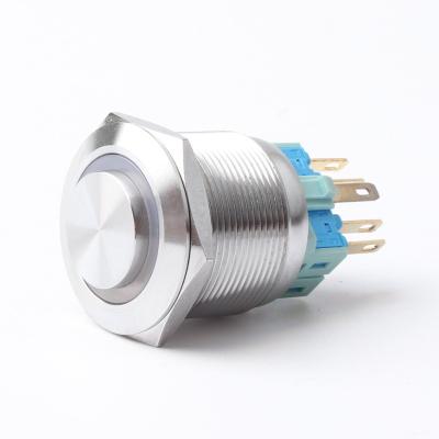 China 1NO1NC 25mm Stainless Steel 6 Pin 24v Waterproof Latching Push Button Switch for sale