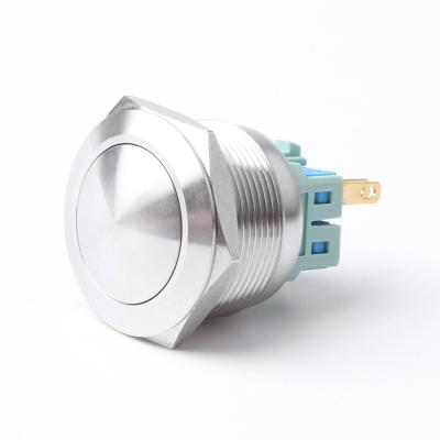 China 1NO1NC/2NO2NC 25mm Push Button Switch 4 Pin On Head Momentary Stainless Steel Ball for sale