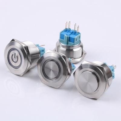 China 1NO1NC 28mm Metal Push Button Switch LED Latching Waterproof Button Switch 6pin for sale