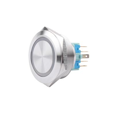 China 220 Volt 1NO1NC 30mm 6 Pin Stainless Steel Waterproof Momentary Push Button Switch for sale