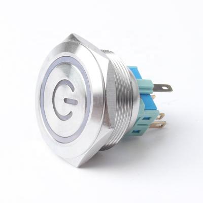 China 220 Volt 1NO1NC 30mm 6 Pin Stainless Steel Waterproof Momentary Push Button Switch for sale