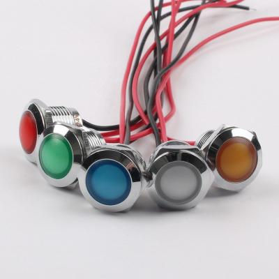 China Industrial spherical short style warning light waterproof equipment control 12mm metal signal light with LED soft light white blue yellow green red line for sale