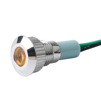 China High Quality Control Industrial Equipment 8mm Led Waterproof Metal Bright Pilot Lamp With 150mm Long Wire Welded Indicators 12V for sale