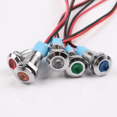 China 3V/6V/12V/24V/220V Industrial Small Control Equipment 8mm Metal LED Indicator Waterproof Power Indicator for sale