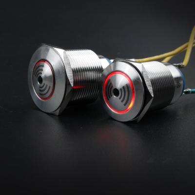 China High Decibel Red Stainless Steel 6V12v220v Waterproof LED Light 80DB Audible and Visual Alarm 19mm Metal Stainless Steel Buzzer for sale