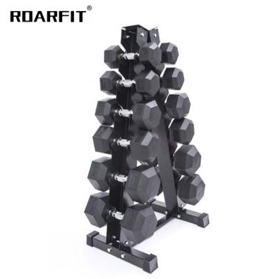 China 10kg Dumbbell Gym Power Training Equipment Rubber Covered Rubber Coated Steel Weights In Pounds Hexagon Hex Dumbbells Sets 40kg for sale