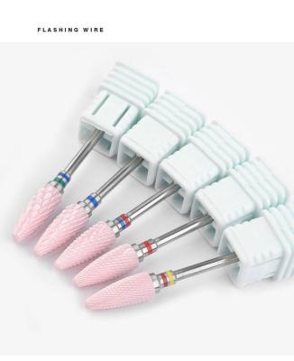 China Under Nail Remover Bite New Pink Manicure Accessories Ceramic Nail Drill Bits Acrylic Nail Set for sale