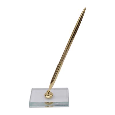 China office & School Pen Luxury Bank Hotel Reception Metal Desk Pen Holder for Advertise Gift Office Ball Pen Bank Counter Pen for sale