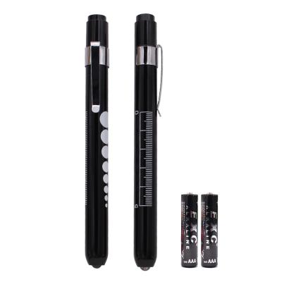 China Emergency Black Nurse Penlight With Pupil Measuring Ruler Pen Torch Doctor Medical Led Lighted Pencils for sale