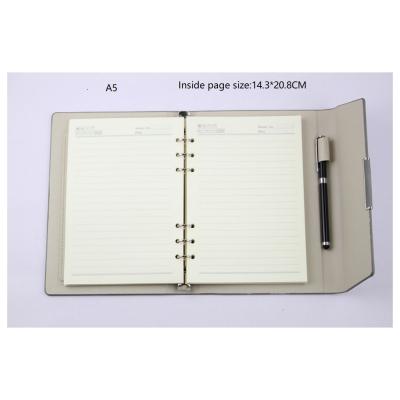 China Spiral Black Notebook With White Leather Pen A5 Notebook Bespoke Business Custom Pen And Notebook for sale