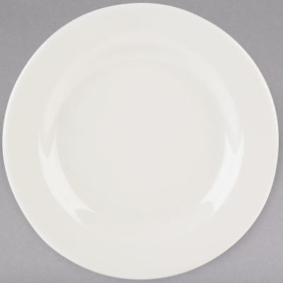 China Viable Wide Ceramic Dinnerware Set White Round Tuxton Porcelain Eggshell Dish Rim Plate for Restaurant, Stock Wholesale for sale