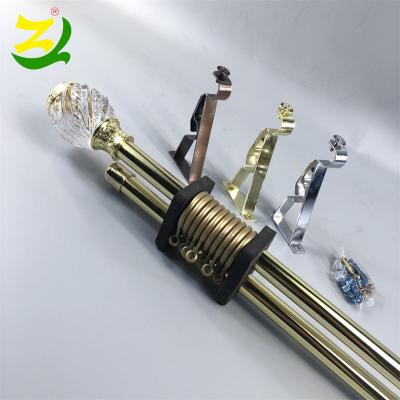 China Factory Selling Minimalist ZELUAN Telescopic Tension Retract Double Curtain Rod Extendable for sale