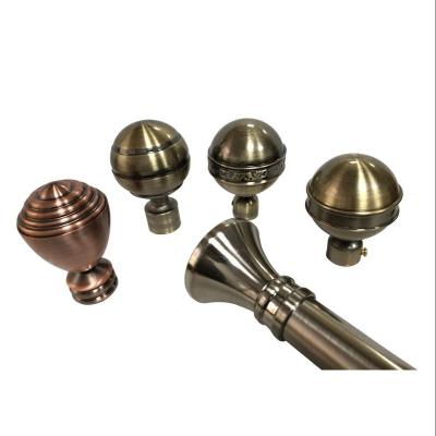 China ZELUAN Factory Wholesale Curtain Rod End Caps With Brass Simple Style Decorate Finials for sale