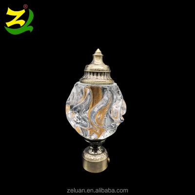 China Wholesale Beautiful easy installation ZELUAN decorative crystal glass ball curtain finials for curtain rod end caps for sale