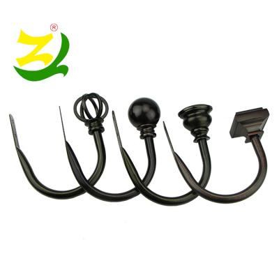 China Minimalist ZELUAN Metal Material Iron Curtain Hooks Brass U-Shape Curtain Wall Hooks for sale