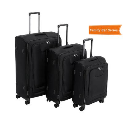 China High Quality Soft Fabric Suitcase Luggage Set Trolley Suitcase 3 PCS Travel Bags Rolling Luggage Set For Family Travel for sale