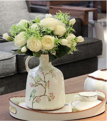 China (1300 degrees) North American restaurant dining room table cloth box household living room box high temperature fired ceramic daisy vase tray for sale