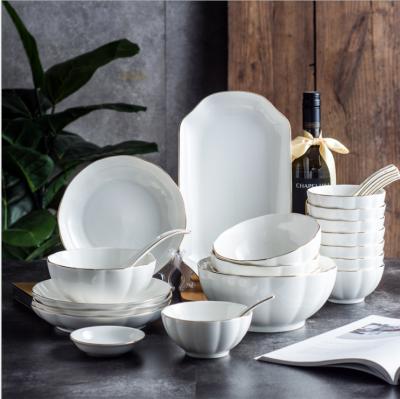 China Europebrief Disposable Ceramic Bowls and Dishes Coordinate Suit Dish Northern Concise Sketchy Dinner Set for sale