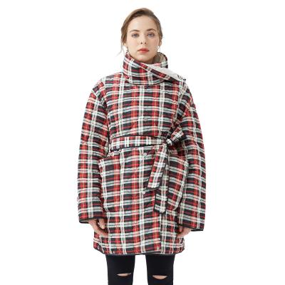 China QUICK DRY Fashion Ladies Plaid Long Jacket Women's Winter Down Coat for sale