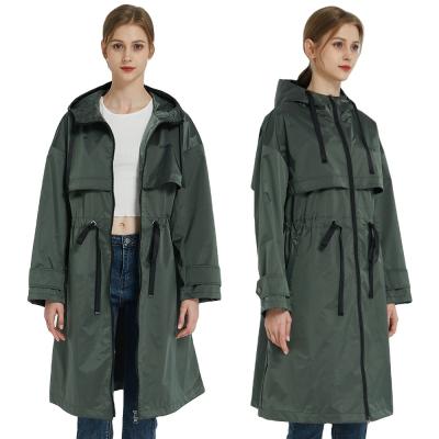 China Anti-wrinkle Women's Outdoor Rain Jacket Raincoat Hooded Raincoat Ditch Coats Moisture Resistant Anorak for sale