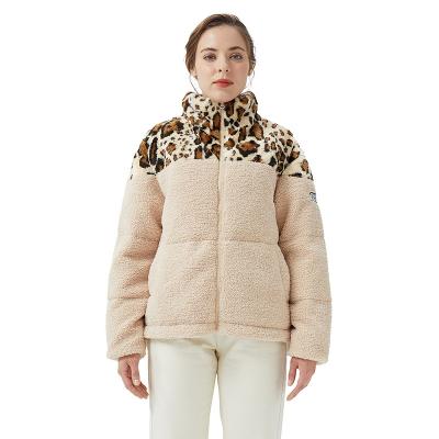 China Custom Fashion Sherpa Fleece Jacket Women's QUICK DRY Leopard Pattern Fashion Coat Winter Jackets for sale