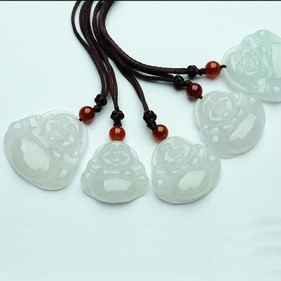 China Laughing Jade Buddha Necklace Jade Buddha Necklace NY1001 Burma Jade Buddha Pendant Necklace for Women for sale