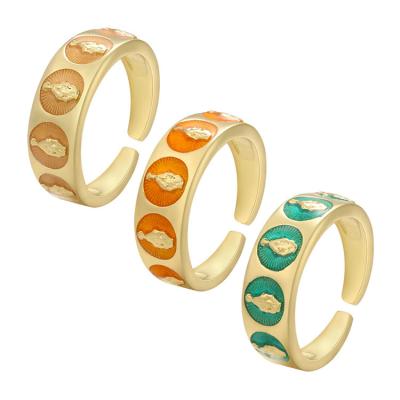 China Cute RA1095 18K Gold Enamel Multicolor Virgin Mary Signet Rings of Christ For Women Ladies for sale