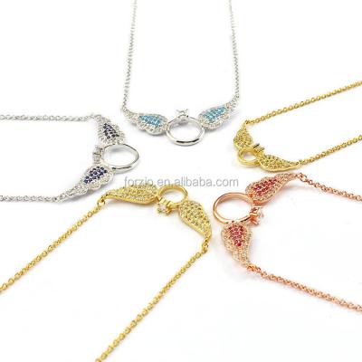 China Newest 2017 18K Gold Chain Necklace NZ1001 Elegant For Women, CZ Micro Pave Wing Charm Necklace Jewelry for sale