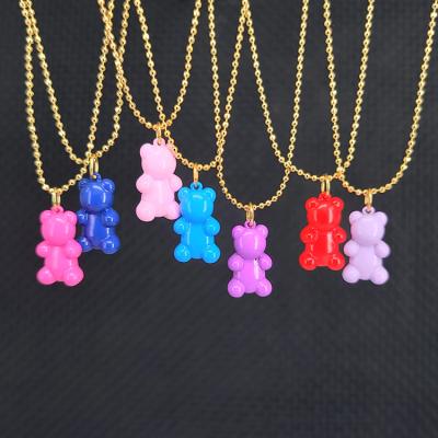 China Fashion TRENDY Enamel Brass Metal Multi Colorful Cute Bear Charm Ball Chain Gummy Necklace NM1243 for sale