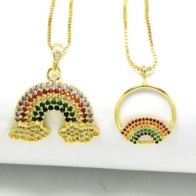 China FASHIONABLE NZ1246 Fashion Delicate 18K CZ Gold Plated Rainbow Pendant Chain Necklace for sale