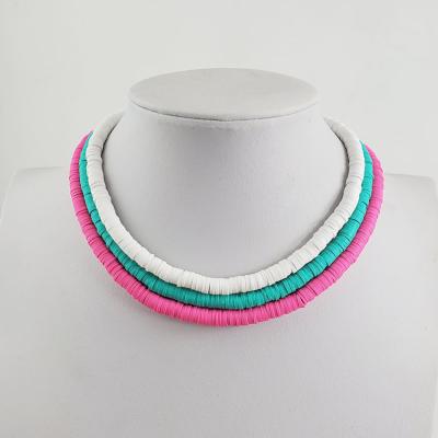 China NC1010 BOHEMIA Fashion Beads Vinyl Heishi Polymer Clay Disc Beads Choker Necklace for Women Girl for sale