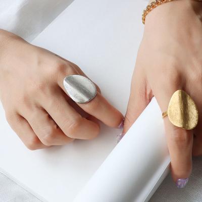 China Hiphop RS1028 Non Tarnish Hip Hop Jewelry Matte Gold Plated Stainless Steel Unique Freeform Women's Rings for sale