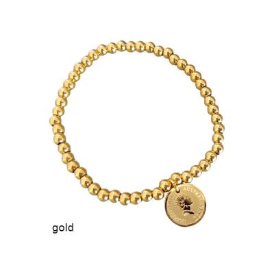 China BS2045 CLASSIC waterproof jewelry IPG 18k gold plated coin charm bracelet, high quality stainless steel beaded bracelet for sale