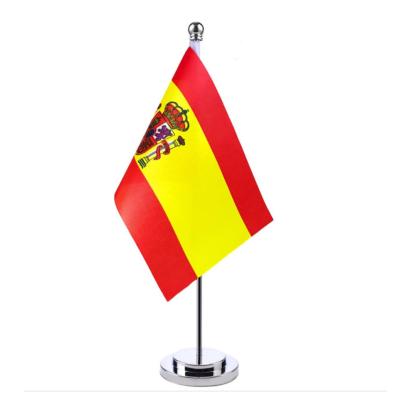 China Sports Club 14*21cm Desktop Flag Poles Custom Mini Desktop Spain Flag For Table for sale