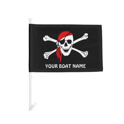 China Sports Club Durable Polyester 30*45cm Pirate Ship Car Flag Custom Mini Flags With Plastic Pole Car Window Flag for sale