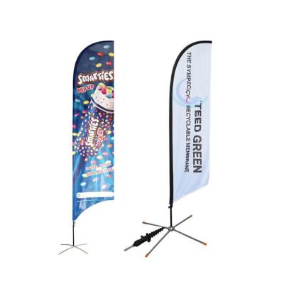 China Sports Club Feather Custom Flagpole With Outdoor Advertising Banners Flag Beach Flag Base Shark for sale